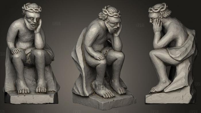 [Pensive Christ 19th c Unknown sculptor stl model for CNC