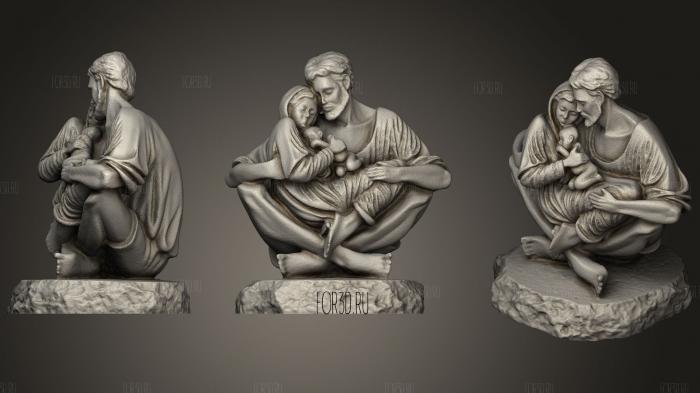 Holy Family a Quiet Moment stl model for CNC