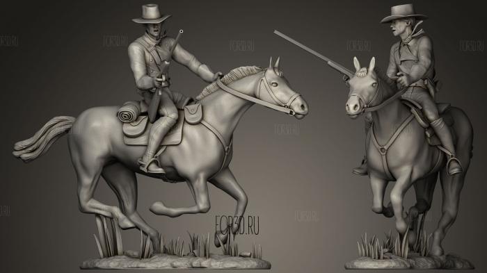cowboy on horse attack stl model for CNC
