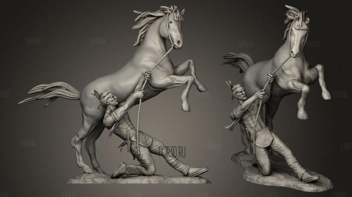 indian catches a horse stl model for CNC