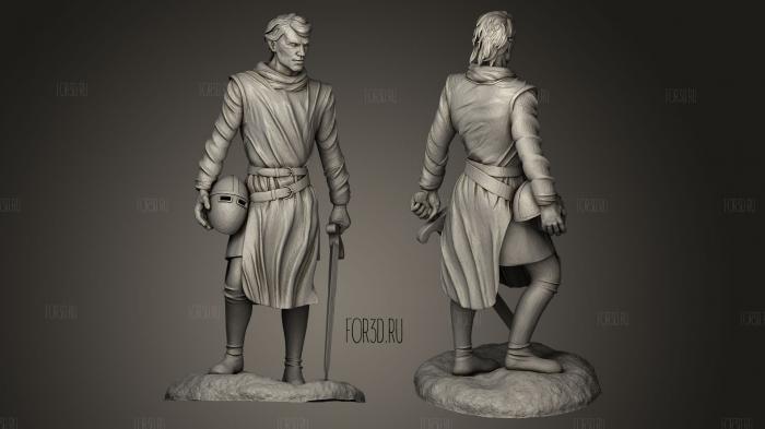Knight with helmet and sword stl model for CNC