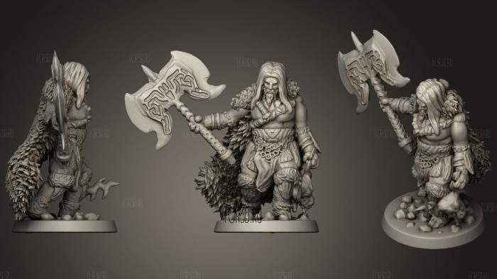 Barbarian With Greataxe stl model for CNC