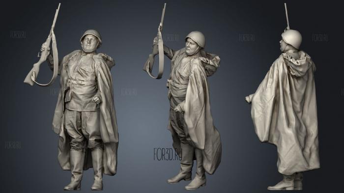 Big man in soviet soldier suit with ppsh stl model for CNC
