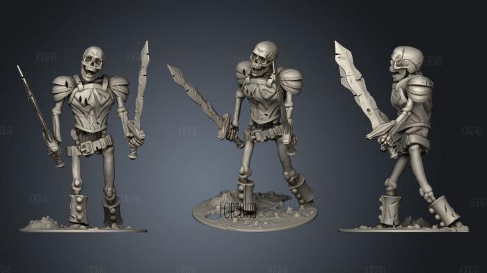 Dual Sword Skeleton stl model for CNC