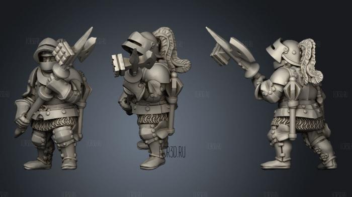 Dwarf Heavy Infantry With Pollaxe stl model for CNC