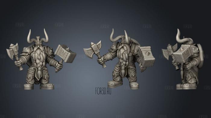 Dwarf Paladin with Weapons stl model for CNC