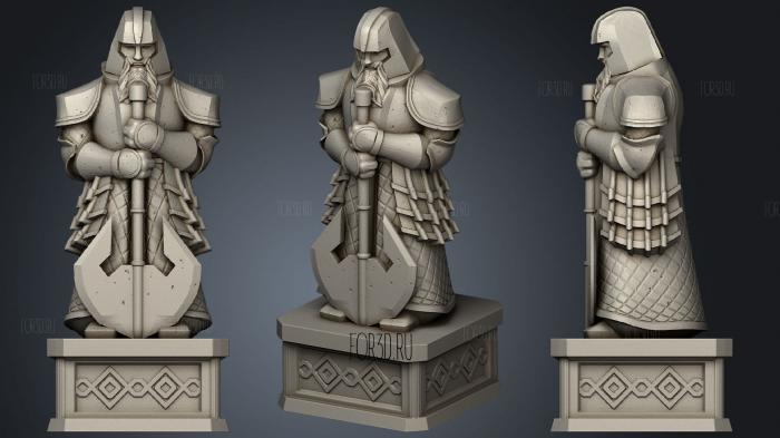 Dwarven Tribute Wall And Dwarf Statue2 stl model for CNC