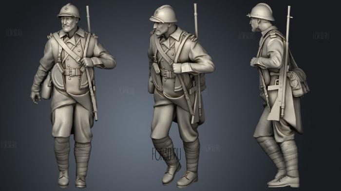 French soldier 2 stl model for CNC