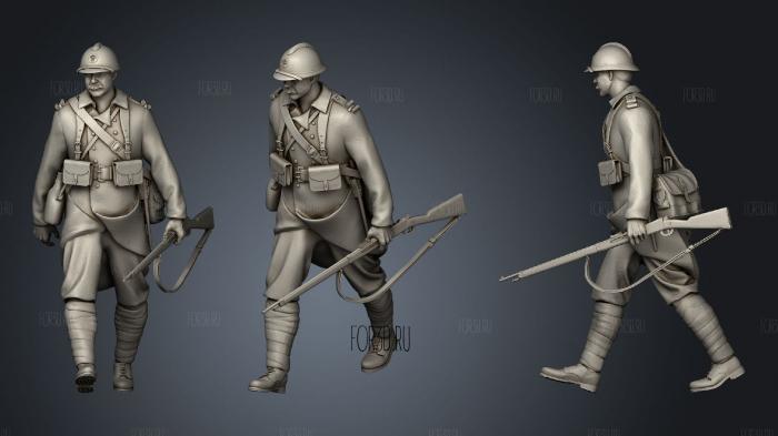 French soldier 3 stl model for CNC