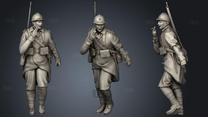 French soldier 4 stl model for CNC