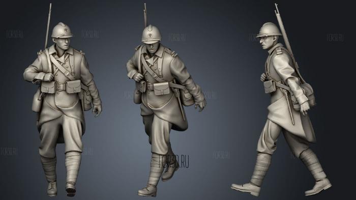 French soldier 5 stl model for CNC