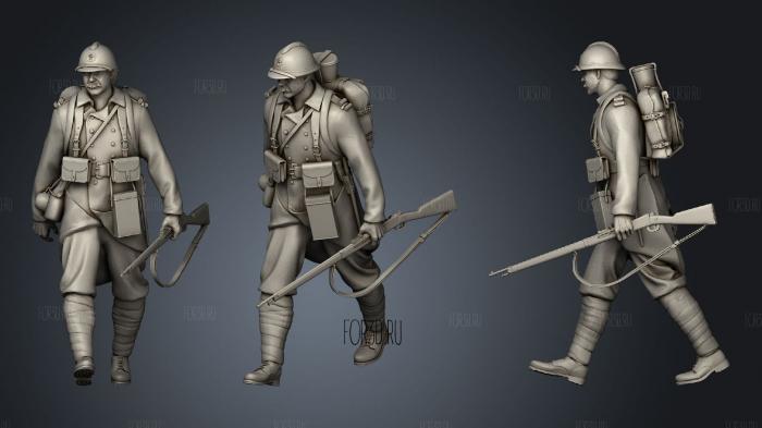 French soldier ww1 2 stl model for CNC