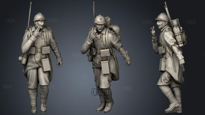 French soldier ww1 4 stl model for CNC