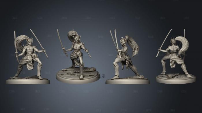 Oni Warrior Female Sword stl model for CNC