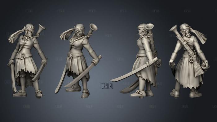 Pirate 10 Human Female v 2 stl model for CNC