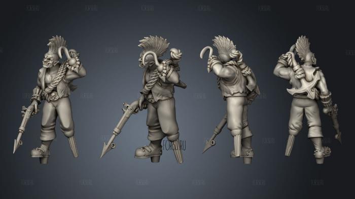 Pirate 13 Half Orc Male stl model for CNC