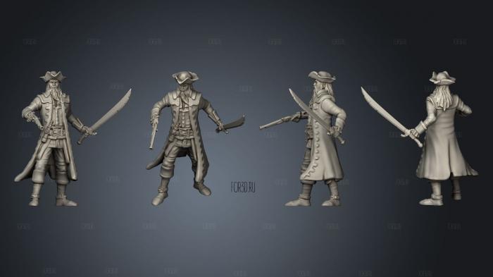 Pirate Captain Battle stl model for CNC