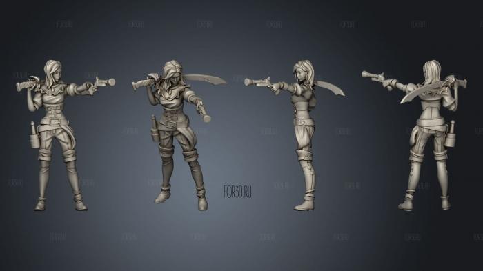 Pirate Female Shooting stl model for CNC