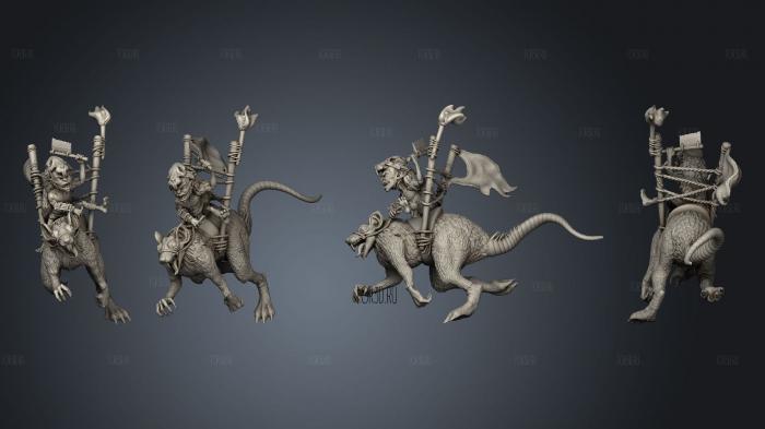 Rat Rider Goblin stl model for CNC