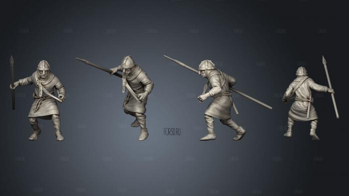 Reconquer Unarmoured Spanish Levy Set A Spearmen stl model for CNC