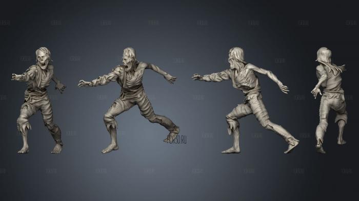 Rotting Zombie Male Reaching stl model for CNC