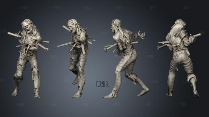 Rotting Zombie Male Stabbed stl model for CNC