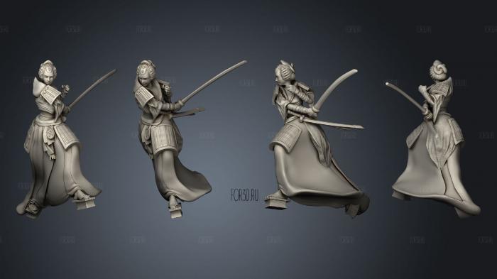 Samurai Female Attacking 01 stl model for CNC