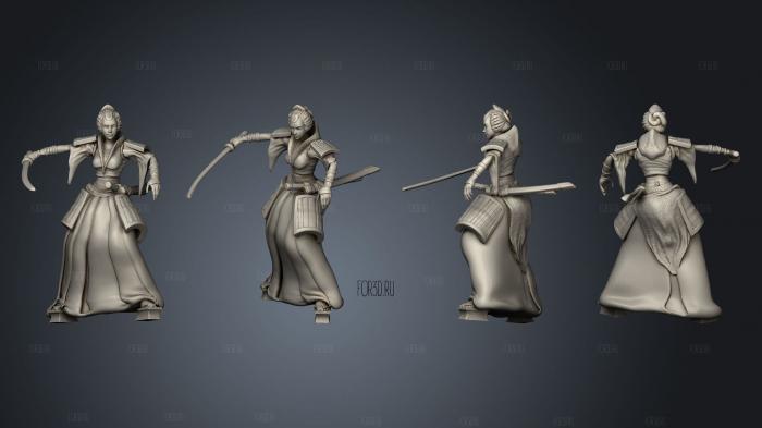 Samurai Female Defending stl model for CNC