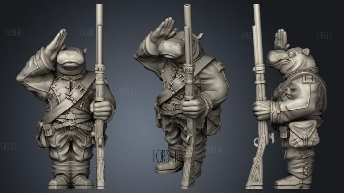 Hippo Soldier Salute US stl model for CNC