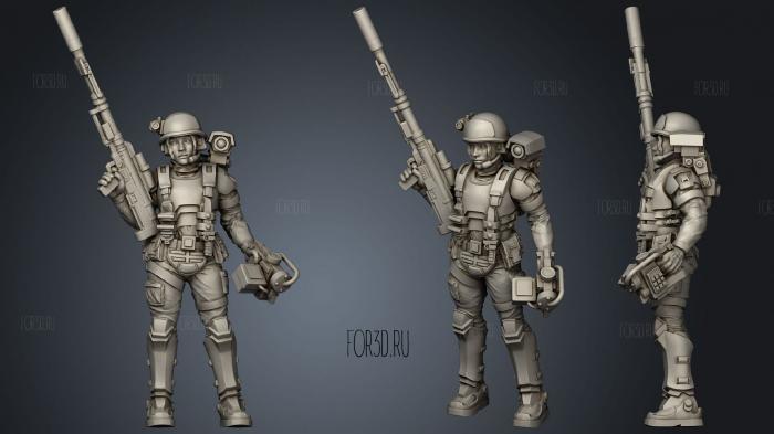 Human Female Space Marine Obrey stl model for CNC