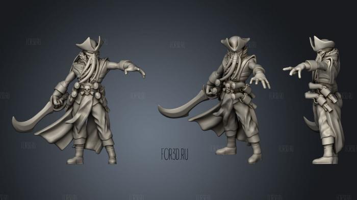 Illithid Pirate Miniature stl model for CNC