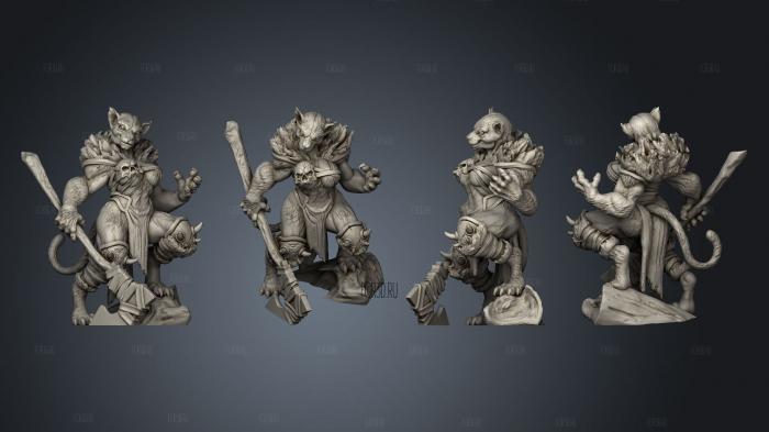 Tabaxi 05 Barbarian Female stl model for CNC
