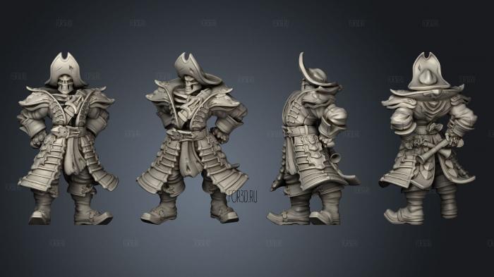 Throwback Undead Pirate Captain B stl model for CNC