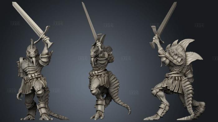 Lizardfolk Sword Champion stl model for CNC