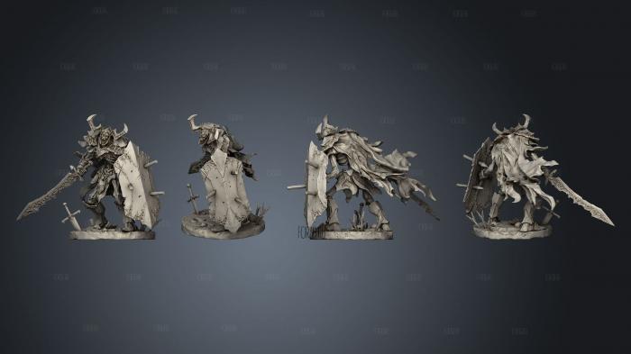 Undead Knights pose 1 3 base stl model for CNC