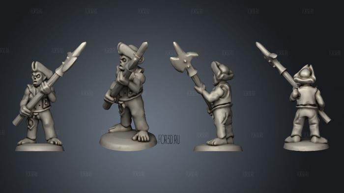 Undead Pirate Crew with Halberd 3 stl model for CNC
