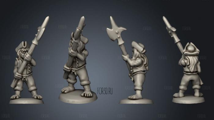 Undead Pirate Crew with Halberd 4 stl model for CNC