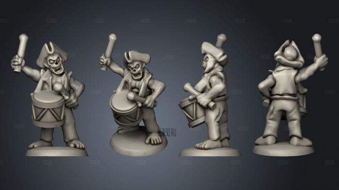 Undead Pirate Crew with Muskets Drummer stl model for CNC