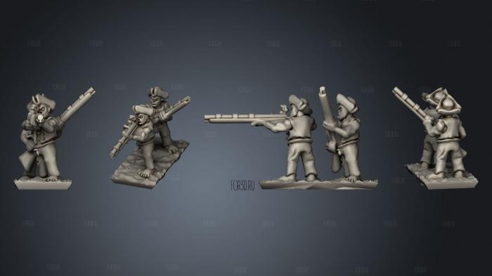 Undead Pirate Crew with Muskets Strip 2 stl model for CNC