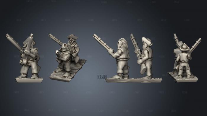 Undead Pirate Crew with Muskets Strip 4 stl model for CNC