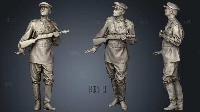 Man in soviet officer suit with ppsh 3d stl модель для ЧПУ