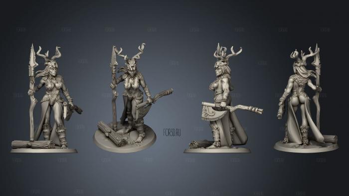 Wood Elves Female Warlock stl model for CNC