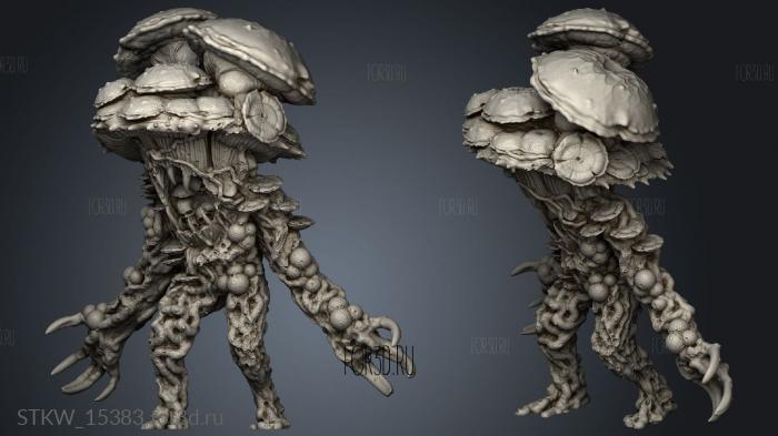 Nightmare Grotto Fungi Mushroom Men warriors stl model for CNC