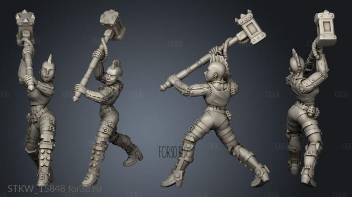 Cyber Hammer Girl stl model for CNC