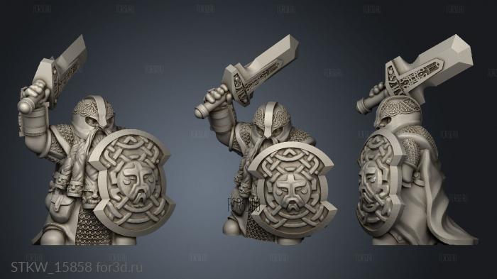 Dwarf with Shield and Sword stl model for CNC