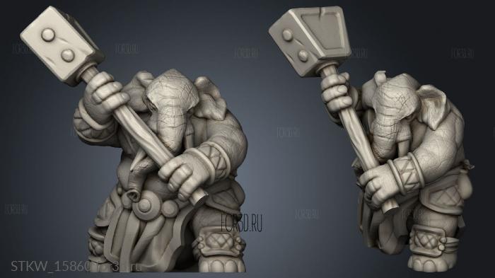 Elephant Tribal Warrior stl model for CNC