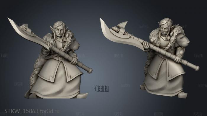 Elf Glaive Warrior stl model for CNC