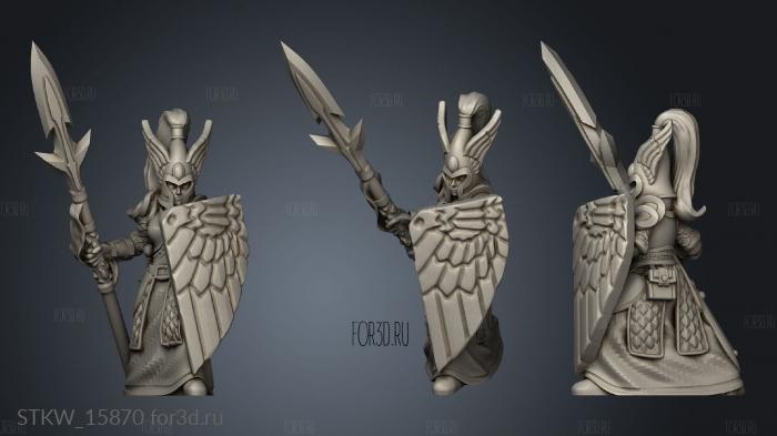 Elf Spear and Shield Attack stl model for CNC