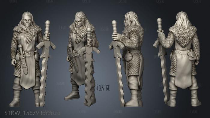 Female Warrior Big Sword stl model for CNC