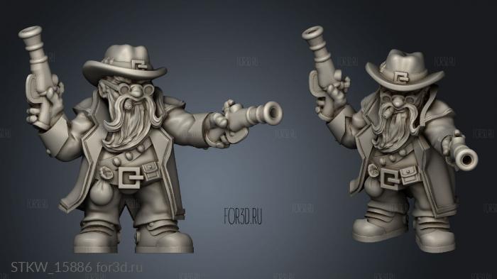 Dwarf Male Gunfighter Gunslinger stl model for CNC